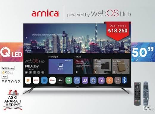 Arnica ES7002 50" 127 Ekran 4K Ultra HD QLED WebOS Smart TV- Kıbrıs